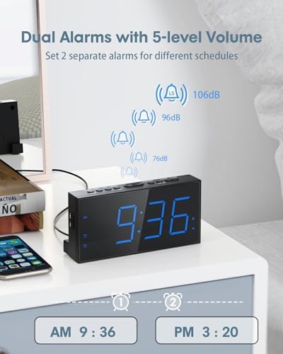 Alarm Clock with Bed Shaker, Vibrating Alarm Clock for Heavy Sleepers