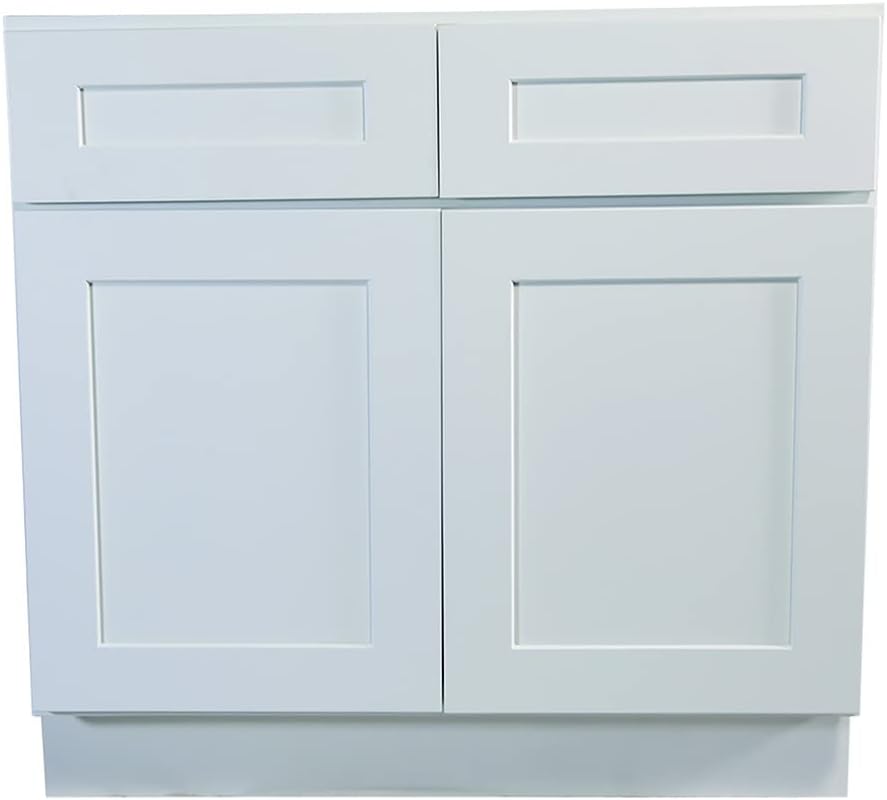 Brookings Shaker Unassembled Base Kitchen Cabinet B18, 18 W x 24 D x 34.5 H, Painted White with Sherwin Williams®, Solid Wood – Design House, 561340 | Adjustable Shelves, Adjustable Hinges, Floor Mount, Contemporary/Modern, Wood, Kitchen, 561340