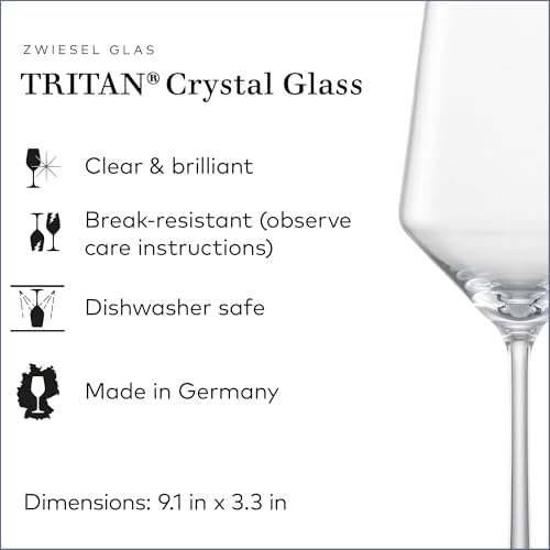 ZWIESEL GLAS Pure Saugivnon Blanc White Wine Glass (Set of 4), Graceful Wine Glasses for White Wine, Dishwasher-Safe Tritan Crystal Glasses
