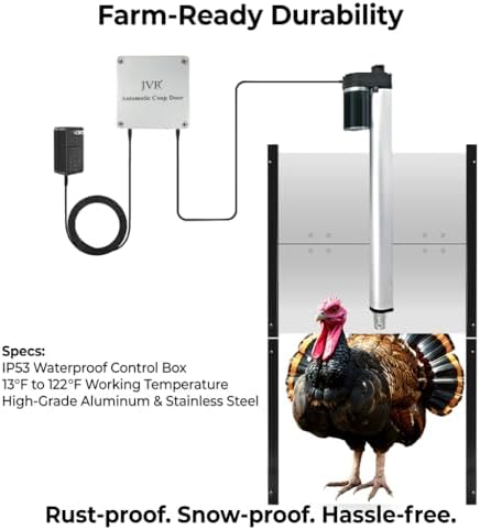 JVR WiFi Chicken Coop Door, App Alexa Control, Sunrise Sunset, Anti-Pinch