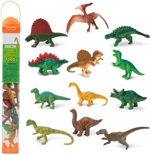 Safari Ltd. Dinos TOOB - Includes 12 Hand-Painted Mini Figurines - T-Rex, Triceratops, Velociraptor, Stegosaurus