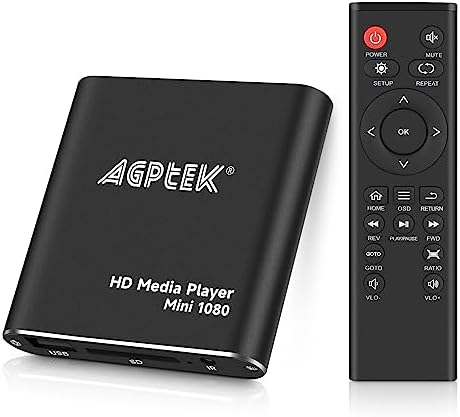 HDMI Media Player, Black Mini 1080p Full-HD Ultra HDMI Digital Media Player | for -MKV/RM- HDD USB Drives and SD Cards