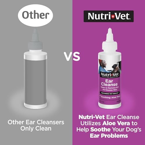 Nutri-Vet Dog Ear Cleaner, Ear Wash for Dogs, Aloe Vera Formula, 8oz | Dog Ear Cleaner Solution, Ear Flush for Dogs, Aloe Vera, Salicylic Acid Formula, Wax Removal, Debris Removal, Deodorizes