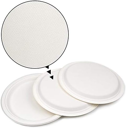 Green Earth - Natural Bagasse (Sugarcane Fiber) Tree Free 10" Paper Plate / Biodegradable / Compostable (50 Counts Disposable Plates） | Sugarcane