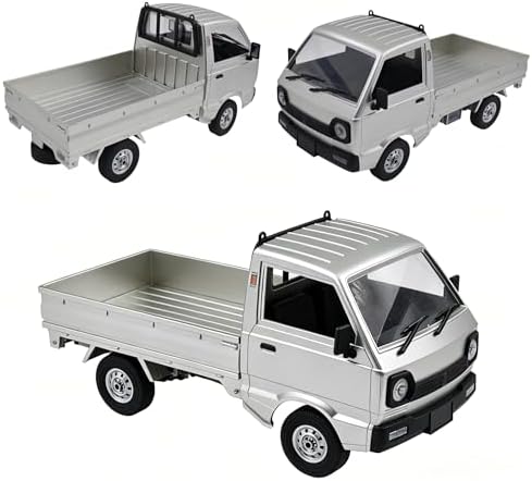 Kei Truck, 2.4Ghz RTR Off-Road Vehicle, Remote Control Retro Pickup Truck with Lights, 1:10 RC Crawler Car Silver