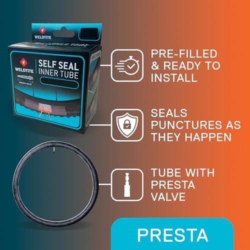 Weldtite Self Sealing Bike Inner Tube - Reliable Puncture Protection - 27.5"/650B x 2.00-2.50, Presta Valve | Presta Valve, Easy Installation