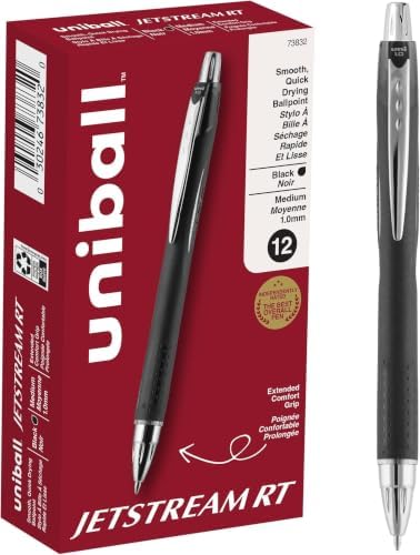 uniball™ Jetstream RT Ballpoint Pens, Black, 1.0mm Medium Point, 12 Count