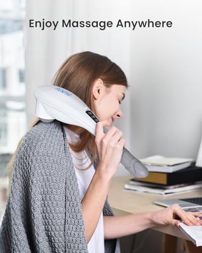 RENPHO Cordless Handheld Massager, 5 Adjustable Speeds and Massage Modes | Rechargeable Electric Neck Massage Tool for Muscle Tension, For Shoulder, Back & Leg, Home, Office, Travel Use, Gift Idea