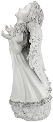 Design Toscano In Grace Girl Child Angel Memorial Indoor/Outdoor Garden Statue, 14 inches wide, 24 inches tall, Cast Stone Resin, Antique Stone Finish