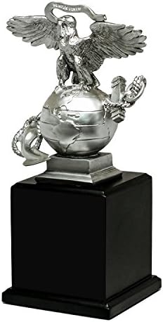 Military Gift Shop USMC 3D Eagle Globe & Anchor Statue with Wooden Base - Showcase of Marine Corps Pride - Marine Corps Gifts | USMC EGA Statue