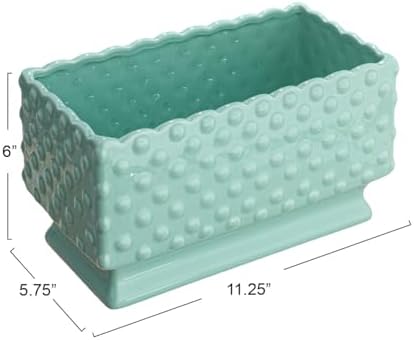 Creative Co-Op White Hobnail Rectangle Ceramic Planter