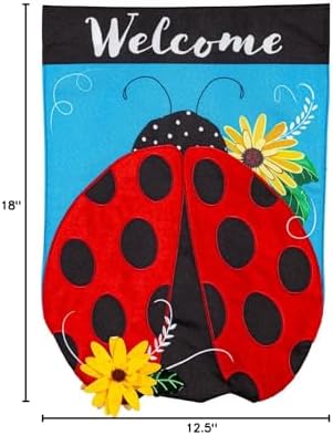 Evergreen Flag Ladybug Welcome Linen Spring Garden Flags 12x18 double sided | Small Garden Flags For Outside | Welcome Spring Flag Décor for Yards