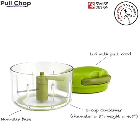 Kuhn Rikon Pull Chop Chopper/Manual Food Processor with Cord Mechanism, Green, 2-Cup