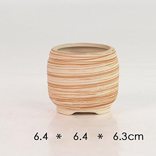 Sun-E 6 in Set 7.6 cm Ceramic Wooden Pattern Succulent Plant Pot Cactus Plant Pot Flower Pot Container Planter Gift Idea