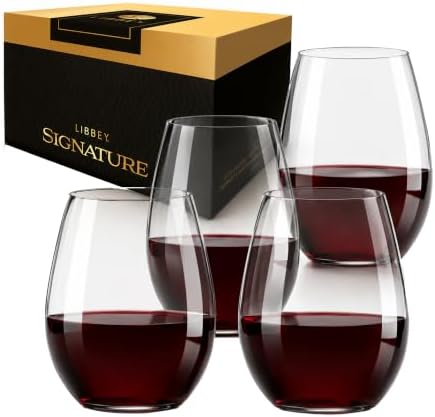 Libbey Signature Kentfield Estate All Purpose Wine Glasses Set of 4, Long Stem Wine Glasses for Red and White Wine, Perfect Glass Goblet Gift Set