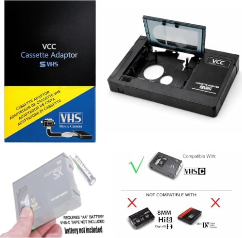 Motorized VHS-C to VHS Cassette Adapter for JVC C-P7U CP6BKU C-P6U Panasonic PV-P1 RCA VCA115
