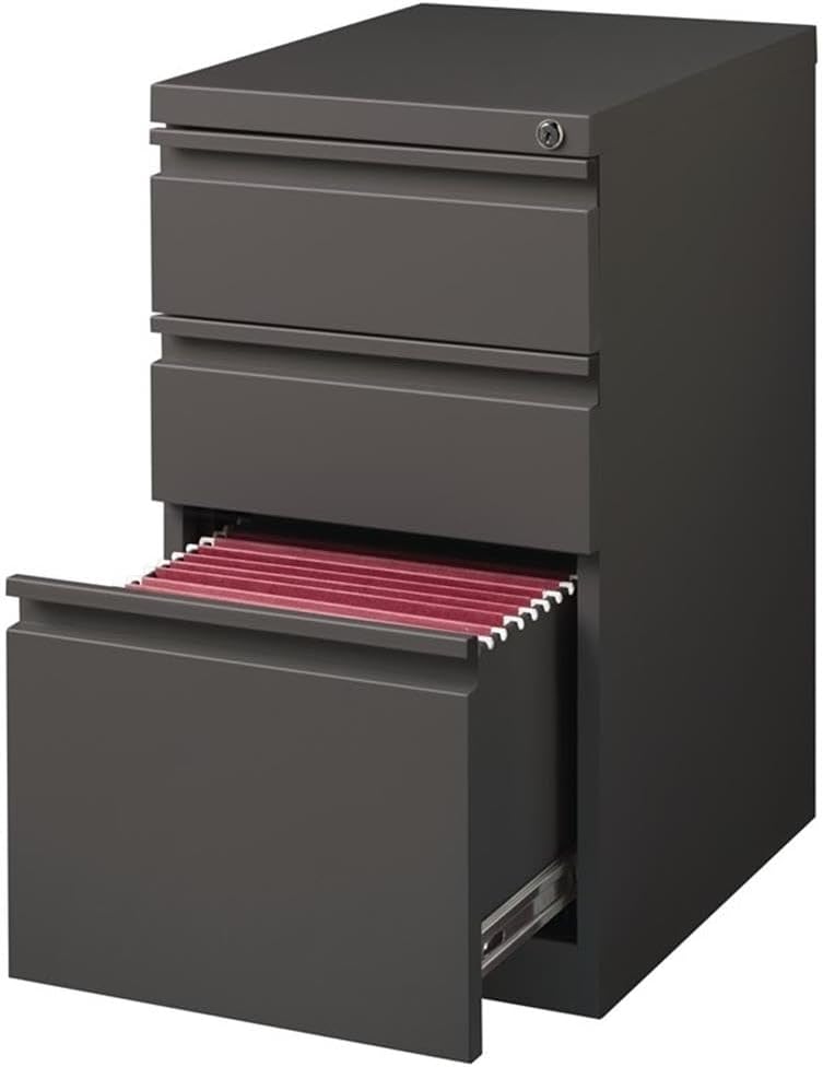 Pemberly Row 3 Drawers 27.75" Vertical White Metal Filing Cabinet Lockable Pre-Assembled Stationary Letter Size for Home, Office