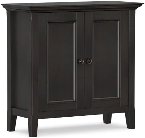 SIMPLIHOME Amherst 32" Wide Solid Wood Cabinet in Hickory Brown
