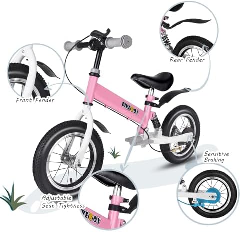 Balance Bike 2 in 1,The Dual Use of a Kids Balance Bike and Kids Bike,12 14 Inches for 2-6 Years Old,with Shock Absorbers, Fenders, Pedals, Auxiliary Wheels