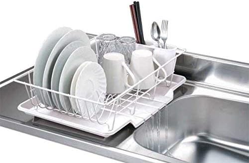Home Basics 3 Piece Vinyl Coated Steel Dish Drainer, White