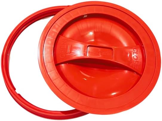 House Naturals 2 Gallon Red Plastic Food Grade BPA Free Made in USA Plastic Bucket Container with Red Screw On Lid - Pack of 3