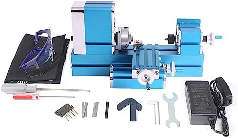 Mini Metal Lathe Machine CNC DIY Tool Benchtop Wood Lathe Woodworking for Hobby Sience Education Modelmaking, AC110V 50/60HZ