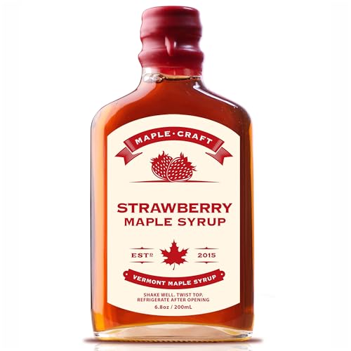 Maple Craft Foods Salted Caramel Maple Syrup – Organic Vermont Maple Syrup with Natural Caramel Flavor & Salt, Gourmet Flavored Syrup for Pancakes, Coffee, Baking and Desserts, 6.8 oz