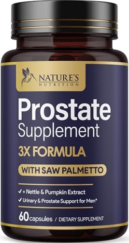 Prostate Health Supplements for Men - 3X Strength with Saw Palmetto Blend Stinging Nettle Root & Pumpkin Seed Support Complex - Supports Bathroom Trips Prostate & Urinary Health - 60 Capsules