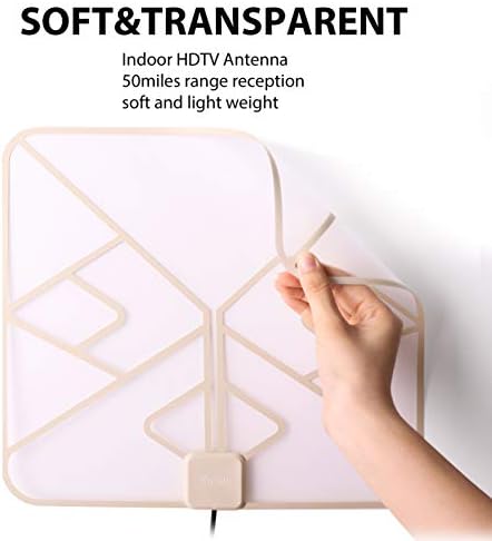 ANTAN Indoor Window Hdtv Antenna Up to 40 50 Miles Range Transparent Soft Design Support 4K 1080P VHF UHF Free view Television Local Channels width