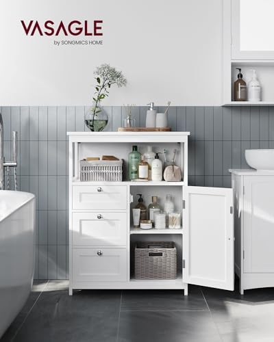 VASAGLE Bathroom Storage Cabinet, with 2 Doors, 31.5" H, Cloud White