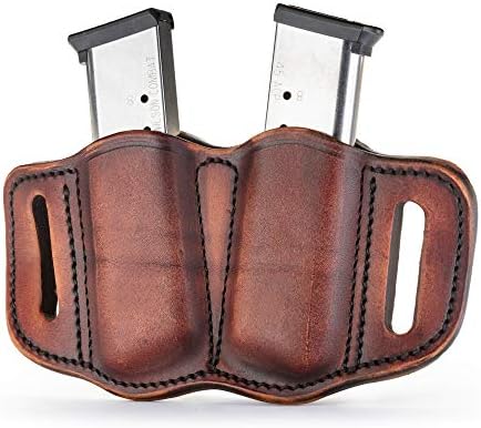 1791 Gunleather Double Mag Pouch, Single Stack 9mm, 40, 45 Magazine Holder | Double magazine pouch fits most 1911 single stack mags, handcrafted with 100% American steerhide leather