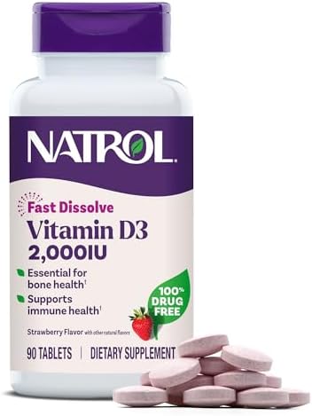 Natrol Vitamin D3 2, 000 IU Fast Dissolve, Bone & Joint Health, 90 Tablets | Dietary Supplement for Immune, Bone and Joint Health