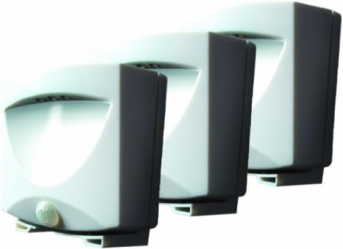 Maxsa 43341 Motion Activated Weatherproof Indoor / Outdoor Wireless LED Night Light, (3-Pack) - White | Battery Powered, Automatic Motion Activation then turns off after 30 seconds, Made of Plastic, Weatherproof, Set of 3 White