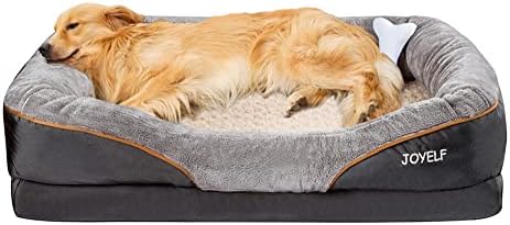 JOYELF Large Memory Foam Dog Bed, Orthopedic Dog Bed & Sofa with Removable Washable Cover and Squeaker Toy as Gift