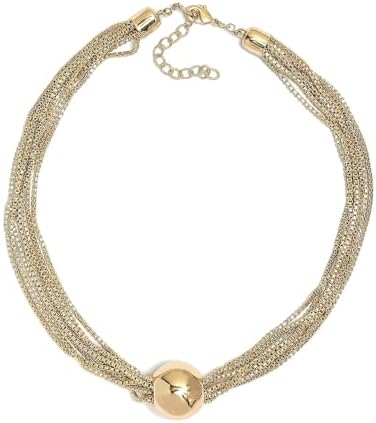 3 Piece Set Multi Layer Chain Necklace 15"Bracelet 7.50In Earrings