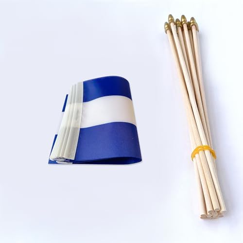 TSMD Nicaragua Stick Flag Nicaraguan Small Mini Hand Held Flags,5x8 Inch,12 Pack
