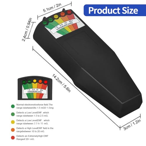 Emf Meter Ghost Hunting: Emf Meter Radiation Detector for EF RF MF - Handheld Emf Detector or Home and Office Emf Inspections, Black