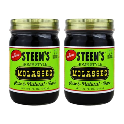 Steen's Home Style Molasses 11.5 oz - Rich, All-Natural Flavor for Baking and Cooking - 100% Pure & Natural - No Preservatives Homestyle - Hearty Flavor in Gingerbread, Cookies, Brown Sugar and Dark Rum (1 Pack)