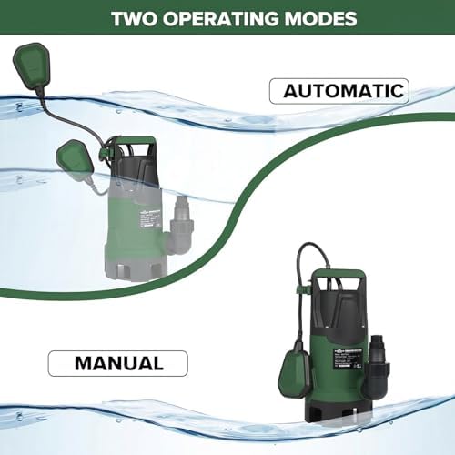 4200GPH 1HP Submersible Sump Pump with Automatic Float Switch | LAZYLAND, Clean Water Pump for Pool, Pond, Garden, Flooded Cellar, Aquarium and Irrigation (Green)