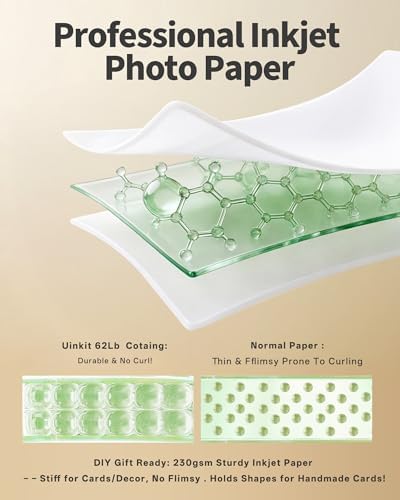 Uinkit 11 x 17 Thick Photo Paper Glossy 11x17 60Sheets 62lb Inkjet Heavyweight 230gsm Gallery show Brochure Pictures Funeral Bulletin Obituary