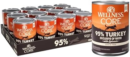 Wellness CORE 95% Adult Canned Wet Dog Food, Grain Free, Natural, Beef with Carrots Recipe, 12.5 oz, Pack of 12 Cans