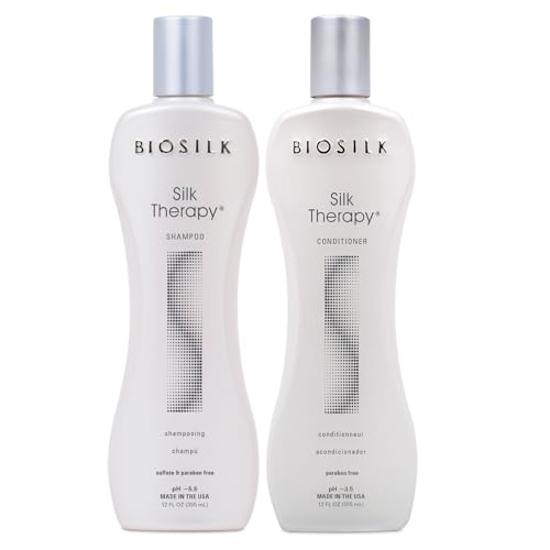 BioSilk Silk Therapy Duo Set, Shampoo & Conditioner for Gentle Cleansing, Moisturizing & Shiny Hair, Smooth, Replenished Hair, Sulfate-Free, Paraben-Free, Cruelty-Free, 12 Oz Each (Pack of 2)