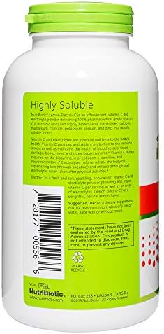 NutriBiotic - Lemon Electro-C, Vitamin C & Electrolyte Powder, 16 OZ | 850 Mg Vitamin C Per Serving | Effervescent Electrolyte Recharge | Buffered & Highly Soluble | Free of Calories, Gluten & Non-GMO