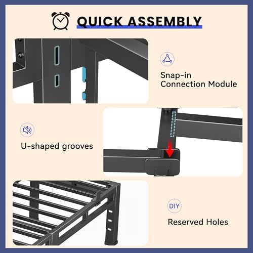 20 Inch Queen Size Bed Frame,Double Layer Heavy Duty Metal Platform Tall | Easy Assembly,Noise Free,2in1 Base,4000lbs Capacity,6 Mattress Stoppers,Round Corner Legs,16"Storage Space,Headboard Holes