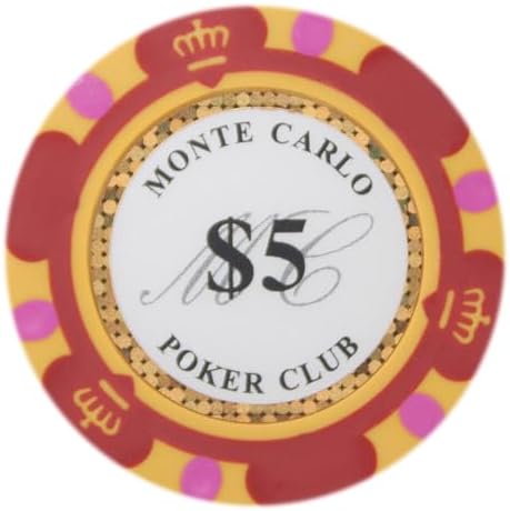 Brybelly Monte Carlo Premium Poker Chips (50-Pack) Heavyweight 14-Gram Clay Composite