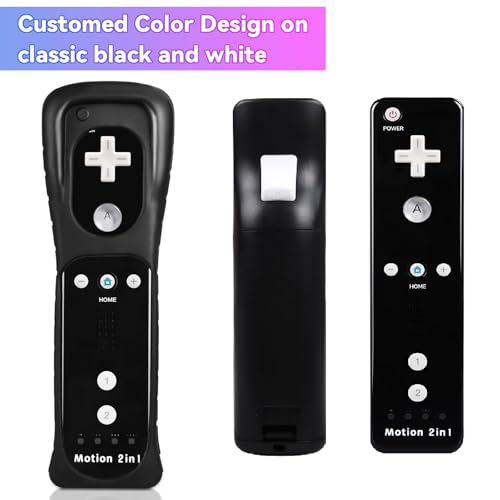 TechKen 2 Pack Wii Controllers with Wii Motion Plus Inside | Shock Wii Nunchuk Controller | Compatible Nintendo Wii, Motion Plus Wii Controller