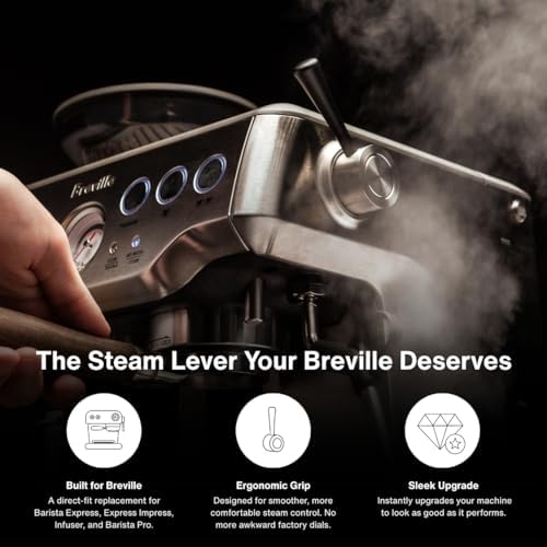 CREMA Coffee Products Replacement Steam Lever for Breville Espresso Machines | Ergonomic Stainless Steel Design | Compatible with Barista Express