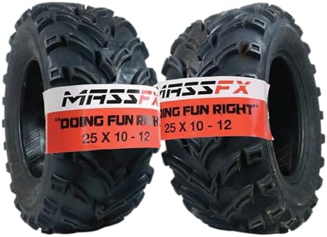 25x10-12 Rear ATV Tire 6-Ply Checkmark Tread 2-Pack 25x10x12 | Aggressive checkmark tread for superior traction on mud