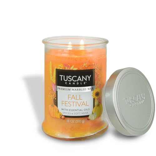 REAL Tuscany Candle Fall Festival Premium Marbled Wax 2-Wick Tumbler Large 18 Oz