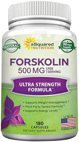 aSquared Nutrition Forskolin 500mg Per Serving Max Strength-180 Capsules, Supplement for Pure Weight Loss Fuel